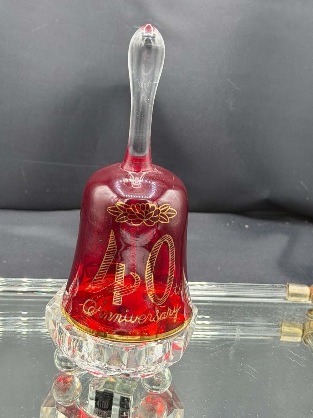 Norcrest Vintage Ruby Red Glass 40th Anniversary Collectible Bell